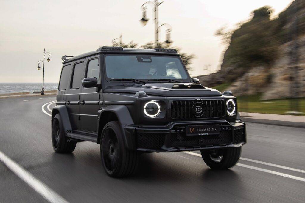 The Luxury Motors showroom and workshop in Tangier, Morocco, operating as the official BRABUS dealer for original parts and complete vehicle tuning.